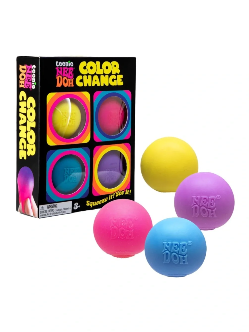 Teenie Needoh Color Change  - Sensory Squeeze Toy - 4 Pack - NIB!